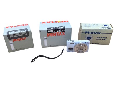 Lot 5048 - Box of cameras and camera equipment to include Pentax