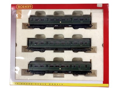 Lot 1807 - Hornby OO Gauge BR green Class 101 3-Car DMU, boxed R2697 and Midland Cross Country electric train set (charger missing), boxed R1027 (2)