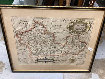 Lot 1226 - Antique tinted map in frame and lot pictures