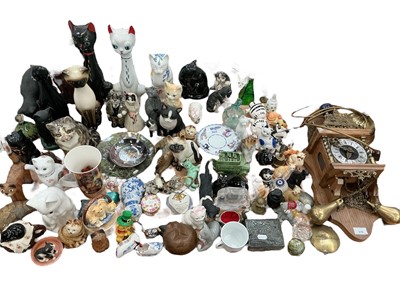 Lot 519 - Collection of decorative cat ornaments and Dutch wall clock