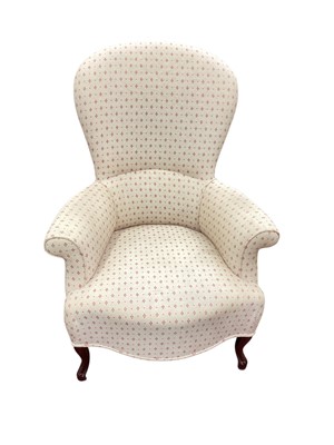 Lot 1506 - Victorian spoon back chair with cream upholstery