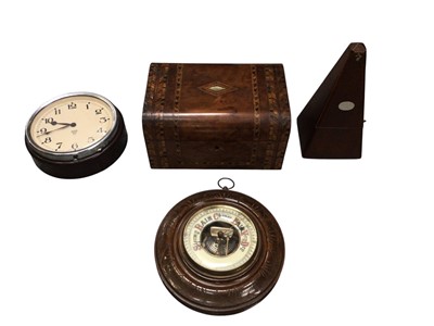 Lot 756 - Smiths clock together with inlaid mahogany sewing box, barometer and metronome
