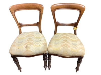 Lot 1523 - Pair of Victorian mahogany balloon back dining chairs