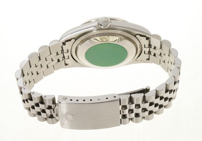 Lot 753 - Gentlemen's Rolex Oyster Perpetual DateJust stainless steel wristwatch with a circular bronzed satin dial and diamond dot hour markers in Oyster case with milled bezel and screw down crown on a...