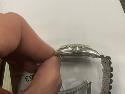 Lot 753 - Gentlemen's Rolex Oyster Perpetual DateJust stainless steel wristwatch with a circular bronzed satin dial and diamond dot hour markers in Oyster case with milled bezel and screw down crown on a...