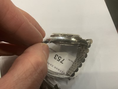 Lot 753 - Gentlemen's Rolex Oyster Perpetual DateJust stainless steel wristwatch with a circular bronzed satin dial and diamond dot hour markers in Oyster case with milled bezel and screw down crown on a...