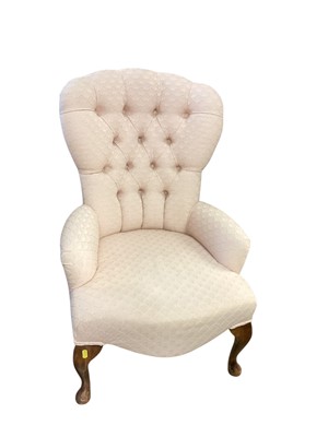 Lot 1536 - Victorian style nursing chair with buttoned pink upholstery