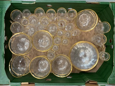 Lot 772 - Two boxes of glassware with gilt rims