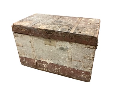 Lot 1546 - Large metal bound trunk, 107cm wide, 66cm deep, 69cm high