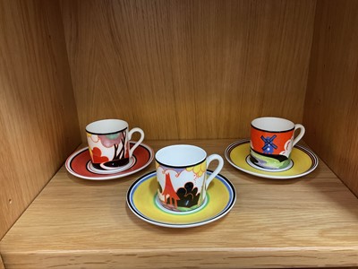 Lot 774 - Wedgwood Clarice Cliff style coffee cups and saucers (8)
