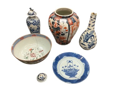 Lot 434 - Group of Chinese and Japanese ceramics to include Imari vase and 18th century Chinese bowl.