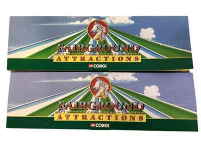 Lot 1814 - Corgi Fairground Attractions 1:50 scale diecast vehicles Diamond T Ballast/Generator & Trailer CC55104, Scammell Highwayman Ballast & Caravan CC10705, Fowler Showmans Locomotive CC20103...
