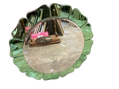 Lot 1548 - Art Deco tinted and bevelled wall mirror, 69cm diameter