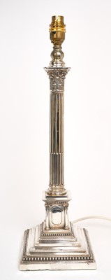 Lot 421 - Impressive Edwardian silver Corinthian column table lamp