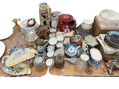 Lot 460 - Group of assorted china and glassware to include collectors' plates, Mary Gregory glass jug, teaware and other items.