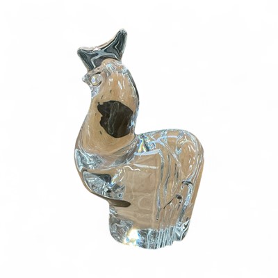 Lot 453 - Contemporary Swedish art glass cockerel by Orrefors, 23cm in height.