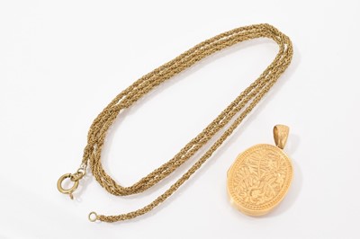 Lot 679 - Victorian gold locket on plated chain