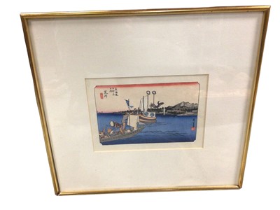 Lot 1213 - Group of Japanese pictures to include woodcut and others