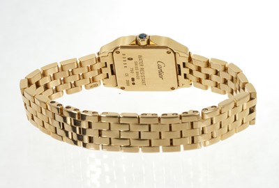 Lot 750 - Ladies' Cartier 'Santos Demoiselle' 18ct gold quartz wristwatch. Boxed with booklets, dated 2006.