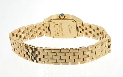 Lot 750 - Ladies' Cartier 'Santos Demoiselle' 18ct gold quartz wristwatch. Boxed with booklets, dated 2006.