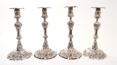 Lot 460 - Set of four Irish silver candlesticks