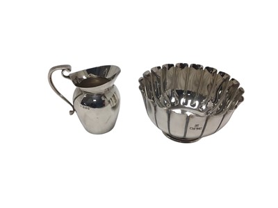 Lot 430 - Silver fluted bowl nad a silver cream jug
