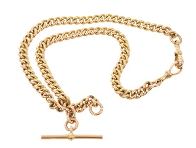 Lot 576 - Heavy 9ct gold curb link watch chain