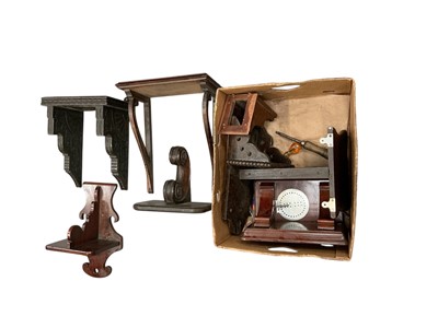 Lot 491 - One box of assorted wooden wall brackets for clocks.
