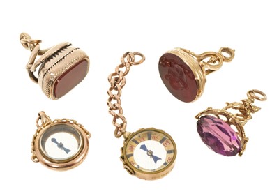 Lot 577 - Five gold fobs