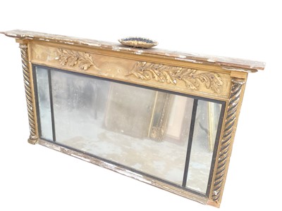 Lot 1552 - Antique gilt framed overmantel mirror, 145cm x 77.5cm