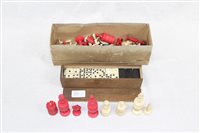 Lot 3633 - Selection of red stained and white bone chess...