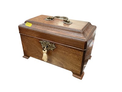Lot 477 - Georgian mahogany tea caddy with fitted interior.