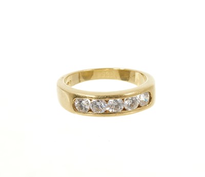 Lot 630 - 18ct gold five stone diamond ring