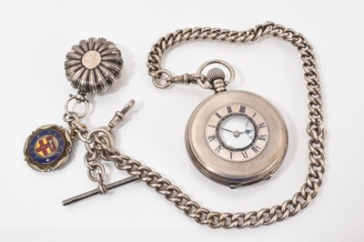 Lot 793 - Antique silver pocket watch on chain