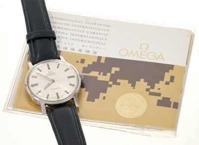 Lot 762 - 1970s Omega Automatic Genève stainless steel wristwatch with original guarantee dated 21st June 1974