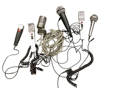 Lot 124 - Box of vintage microphones including Reslo, Grundig, Phillips etc
