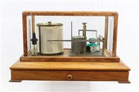 Lot 3638 - Negretti & Zambra barograph in a stained wood...