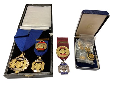 Lot 202 - National Operatic & Dramatic Association enamelled medals and pins to include a Life Member 9ct gold medal, silver and silver gilt etc
