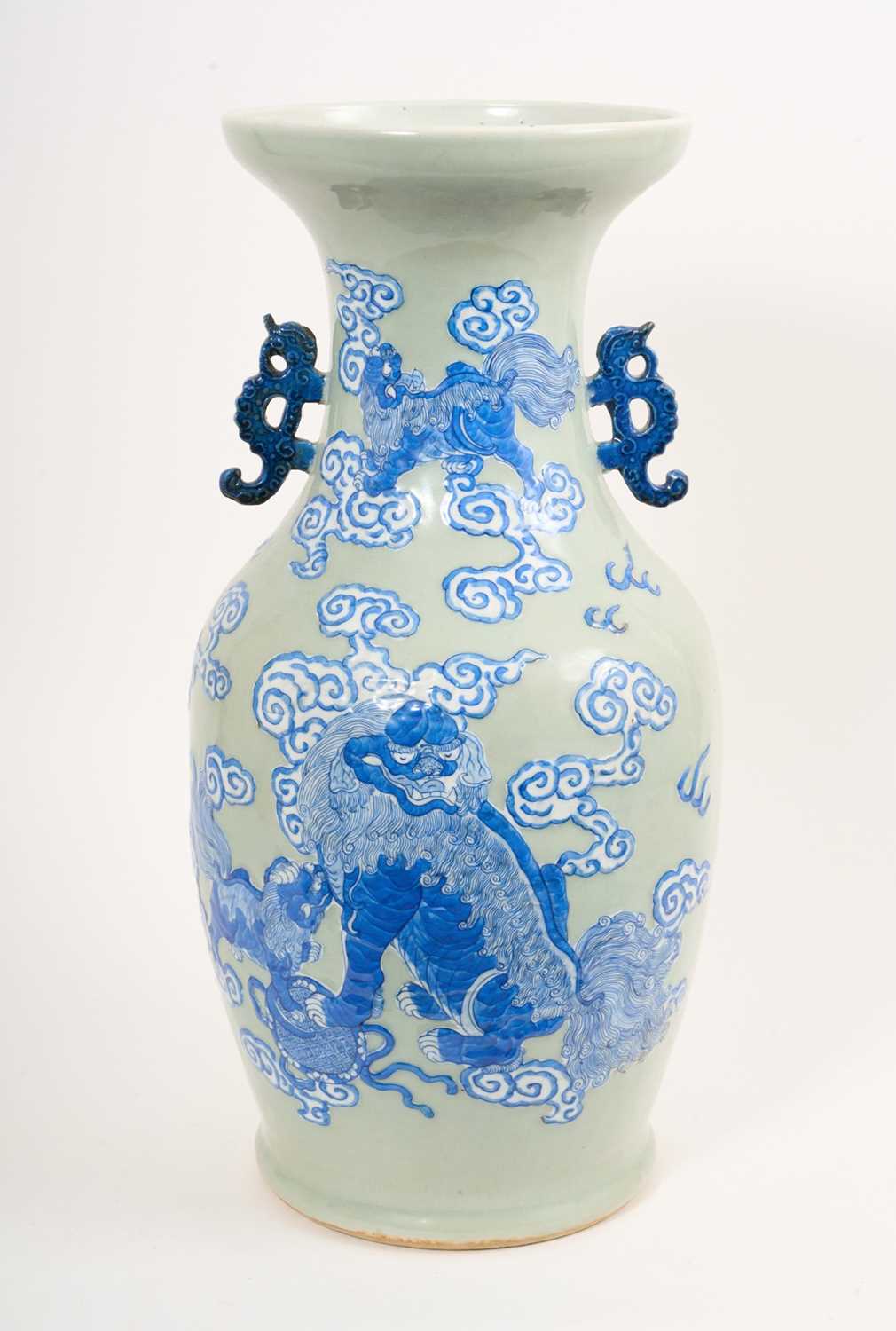 Lot 33 - Chinese celadon vase with dragon decoration