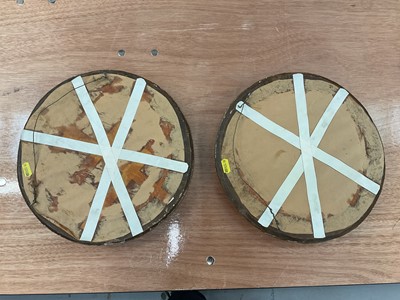 Lot 1205 - Pair of antique carved giltwood circular mirrors