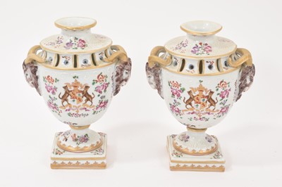 Lot 305 - Pair Samson armorial vases