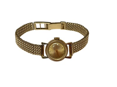Lot 27 - 1960s Eterna-Matic 14ct gold ladies' wristwatch on a gold articulated bracelet, stamped 585