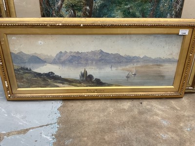 Lot 1249 - A.B. Carey 1878, Victorian watercolour in gilt frame entitled 'Lake of Geneva' 38 x 86 overall