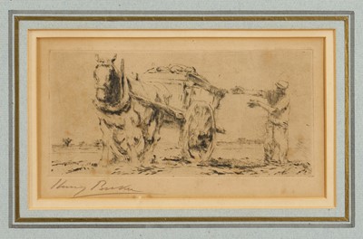 Lot 1042 - Harry Becker (1865-1928) signed etching - Carting Beet, 12.5cm x 22cm, in glazed gilt frame