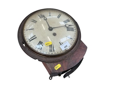 Lot 498 - Early 19th century mahogany drop dial wall clock of small proportions.