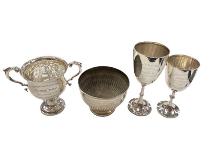 Lot 1037 - Four silver horse riding trophies with presentation engravings for the Chigwell & West Essex Agricultural Society