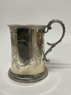 Lot 216 - Victorian Scottish silver tankard with engraved decoration