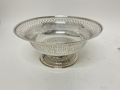 Lot 219 - Silver bowl with pierced decoration raised on a pedestal base