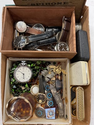 Lot 1049 - Group of vintage wristwatches including "Services" Aerist gold plated watch, pocket watches, jewellery and bijouterie