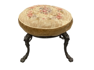 Lot 1575 - Small stool on metal legs